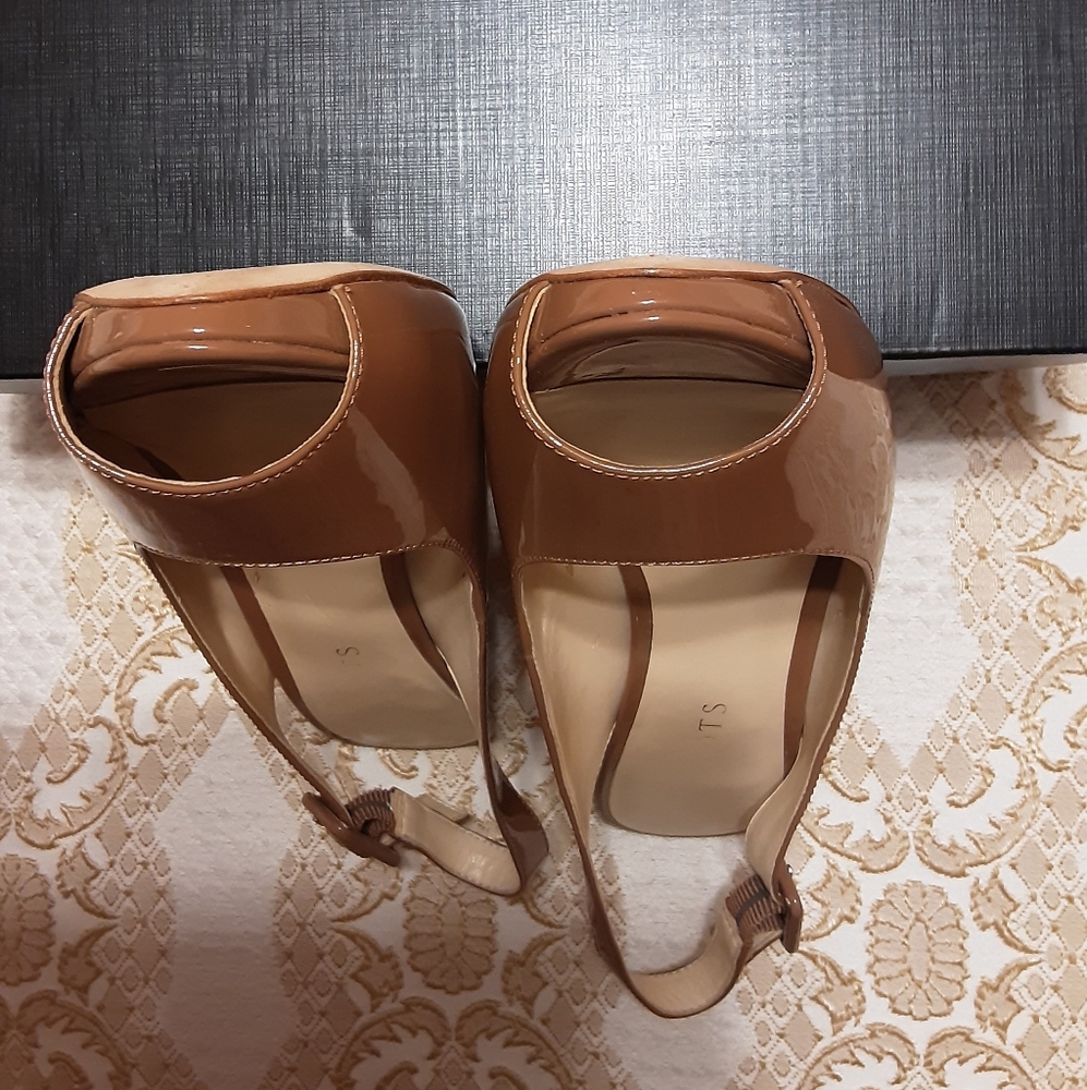 TALBOTS EDITH 4 PRAILINE COLOR PLATFORM HIGH HEEL SHOE SIZE 8M - Picture 5 of 10